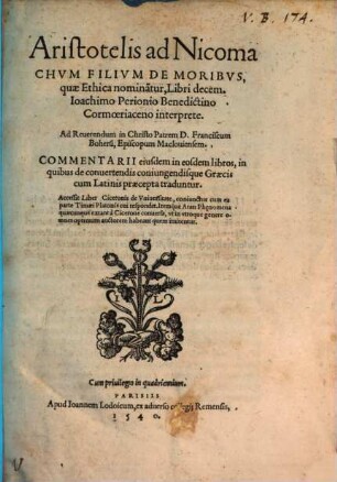 Ad Nicomachum de moribus libri X