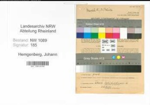 Entnazifizierung Johann Hemgenberg , geb. 06.09.1884 ()