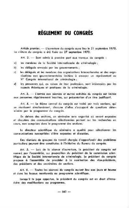 597-598, Règlement du congrès