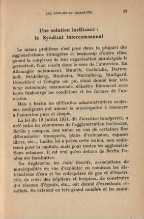 Une solution inefficace: le Syndicat intercommunal