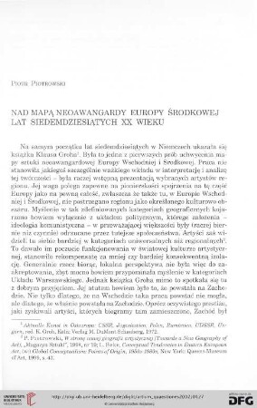 13: Nad mapą neoawangardy Europy Środkowej lat siedemdziesiątych XX wieku