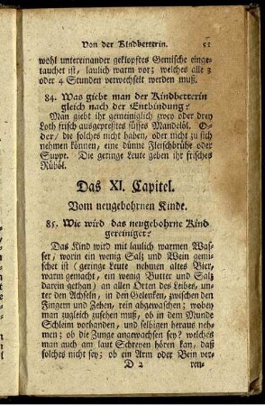 Das XI. Capitel. Vom neugebohrnen Kinde.