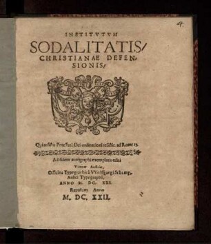 Institutum Sodalitatis/ Christianae Defensionis ... : Ad fidem autographi exemplaris editi