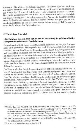 IV Vorläufiger Abschluß