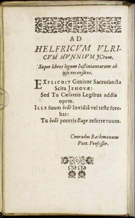 Ad Helfricum Ulricum Hunnium ICtum, [...]