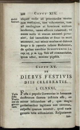 Caput. XV. De Diebus Festivis Diis Celebratis.