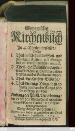 1: In sich haltend die Sonn- und Festtägigen Episteln und Evangelien Mit denen Summarien Pancratii