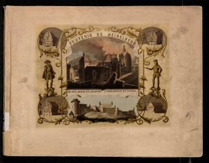 Souvenir de Heidelberg, Titelbild mit Schlossbrand und Versionen des Großen Fasses