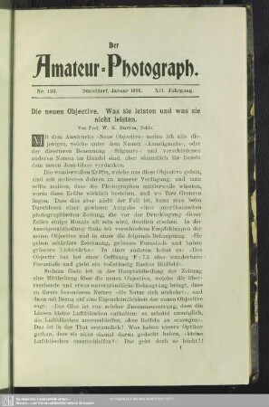 Die neuen Objective. Was sie leisten und was sie nicht leisten