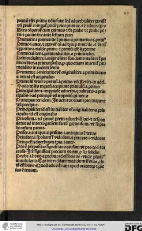 Primarie id est primative vel primo, a primarius id est primus.