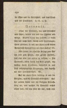 140-177, Vernunft. Hochachtung. Freundschaft. Bescheidenheit. Muth. Adel. Lobsprüche. Ehrfurcht. Hofnung. Gesellschaft.