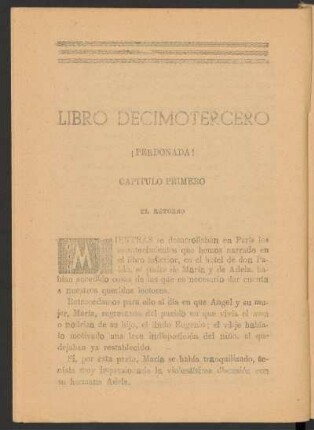 Capítulo primero - El retorno