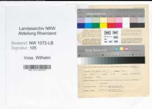 Entnazifizierung Wilhelm Voss , geb. 22.01.1887 (Schuhmachermeister)