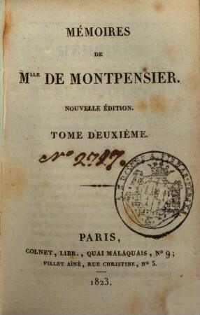 Mémoires De Mlle De Montpensier. 2