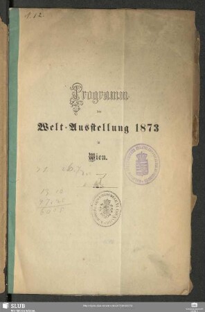 Programm der Weltausstellung 1873 in Wien