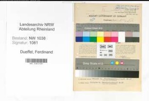 Entnazifizierung Ferdinand Dueffel , geb. 01.01.1893 (Zeichner)