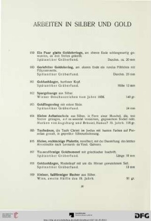 Arbeiten in Silber und Gold (Nr. 159-180)