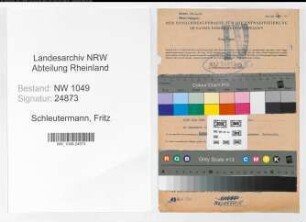 Entnazifizierung Fritz Schleutermann , geb. 26.05.1901 (Ingenieur)