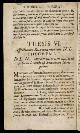 64-74, Thesis VI. Affectiones Sacramentorum N. L.