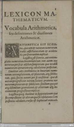 LEXICON MATHEMATICUM.