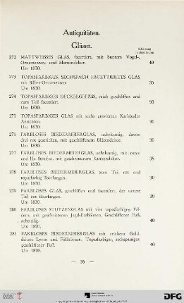 Antiquitäten – Gläser (Nr. 272-373)