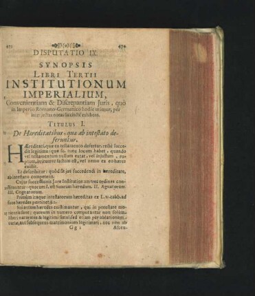 Titulus I. De Haereditatibus, quae ab intestato deferuntur.