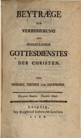 Beytraege zur Verbesserung des oeffentlichen Gottesdienstes der Christen, 2,2