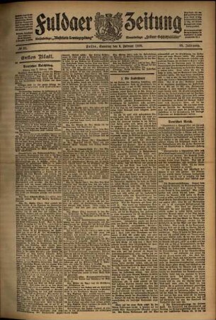 Erste Ausgabe vom Samstag, den 08. Februar 1908.