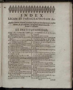 Index Legum Et Paragraphorum &c.