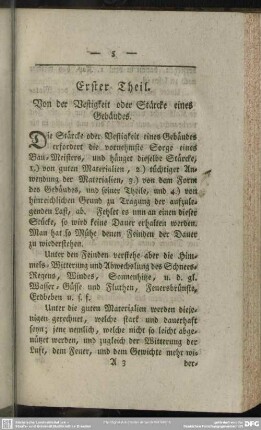 Erster Theil. Von der Vestigkeit oder Stärcke eines Gebäudes