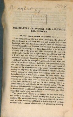 Agriculture of Europe, and agricultural schools : (Annual report of New-York State agricultural society.)