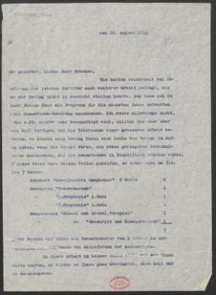 Brief an Paul Graener : 16.08.1915