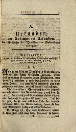 Kritische Sammlungen zur Geschichte der Deutschen in Siebenbürgen. 1, Urkunden