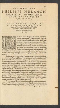 Responsiones Philippi Melanchthonis Ad Impios Articulos Bavaricae Inquisitionis.