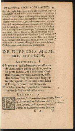 De Diversis Membris Ecclesiae.