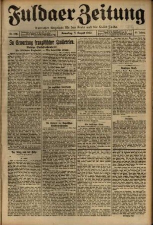 Ausgabe vom Samstag, den 05. August 1922.