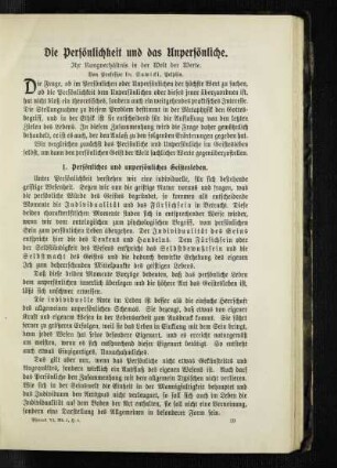 ¬Die¬ Persönlichkeit und das Unpersönliche : ihr Rangverhältnis in der Welt der Werte
