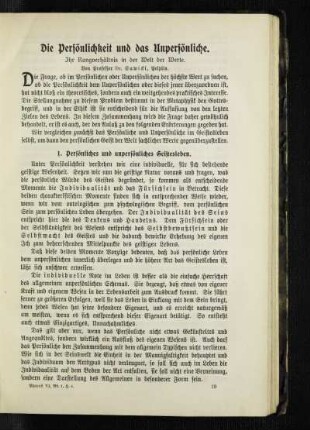 ¬Die¬ Persönlichkeit und das Unpersönliche : ihr Rangverhältnis in der Welt der Werte