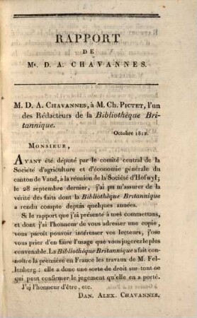 Rapport de Mr. D. A. Chavannes à ses commettans sur l'Institut d'education des pauvres à Hofwyl