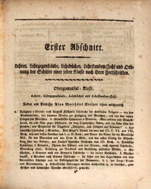 Jahres-Bericht über die Königl. Studien-Anstalt in Straubing. 1823