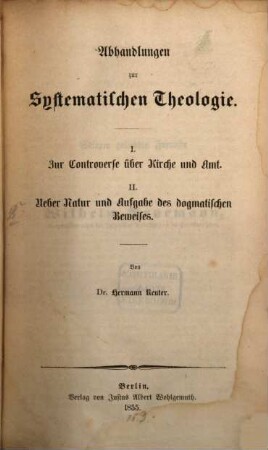 Abhandlungen zur systematischen Theologie