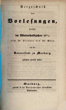 Verzeichnis der Vorlesungen. 1851/52. WH.
