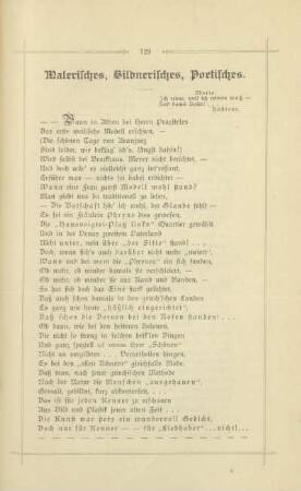 Malerisches, Bildnerisches, Poetisches