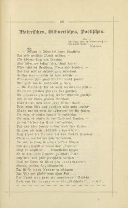 Malerisches, Bildnerisches, Poetisches