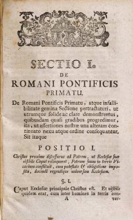 De Primatu Et Infallibilitate Romani Pontificis