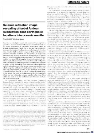 Seismic reflection image revealing offset of Andean subduction-zone earthquake locations into oceanic mantle