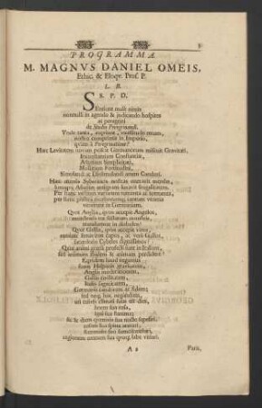 Programma. M. Magnus Daniel Omeis, ...