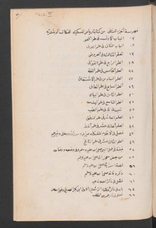 Inhaltsverzeichnis: a recto - a verso