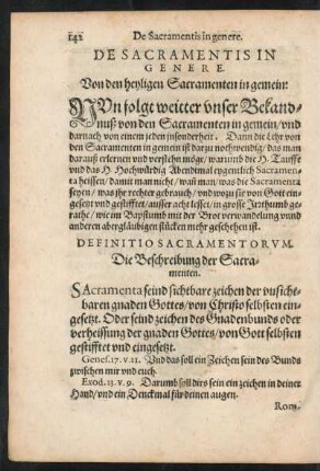 De Sacramentis In Genere. Von den heyligen Sacramenten in gemein: