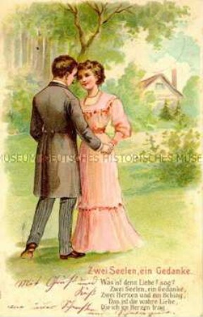 Postkarte mit Liebespaar und Vers